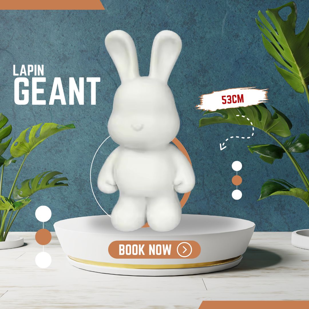 Fluid painting sur lapin Géant ! Taille XL (53cm) pour 2 pers.